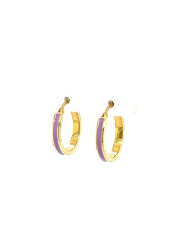 PENDIENTES ARO ESMALTE EN LILA ORO DE 18K