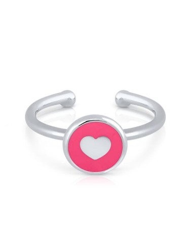 ANILLO CORAZÓN FUCSIA PLATA DE 1ª LEY