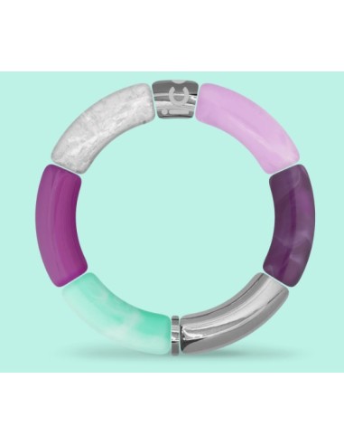 Pulsera para mujer acero Turquoise Purple Silver