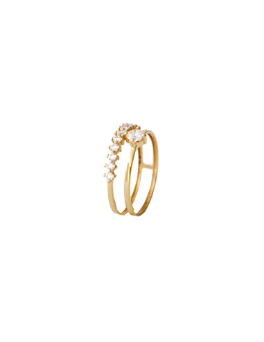 ANILLO DOBLE HILERA CIRCONITAS ORO DE 18K