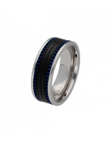 ANILLO ACERO NEGRO Y AZUL