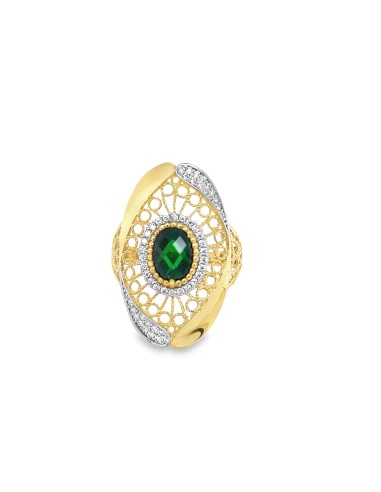 ANILLO PIEDRA VERDE ZN FORMAS ORO DE 18K