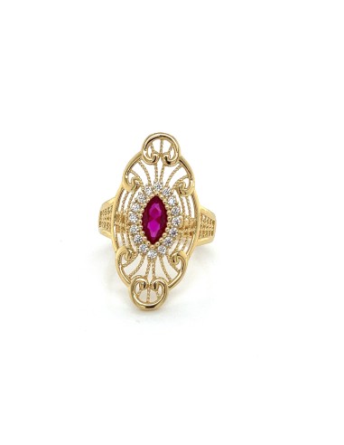 ANILLO PIEDRA ROJA ZN ORO DE 18K