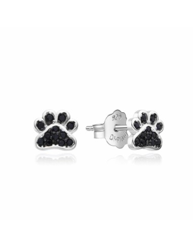 Pendientes huella zn negra plata de 1ª ley