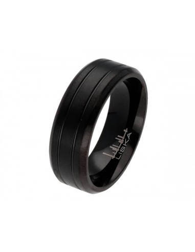 ANILLO HOMBRE ACERO NEGRO LINEA