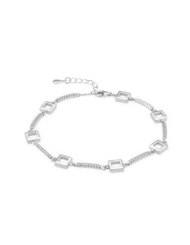 Pulsera mujer cuadrados barra zn plata 1ª ley