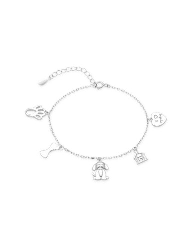 Pulsera charms perro plata de 1ª ley