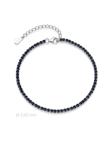 Pulsera riviere negro 3,00mm plata de 1ª ley