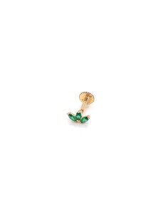 PIERCING FLOR VERDE ZN ORO DE 18K