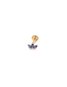 PIERCING FLOR AZUL ZN ORO DE 18K