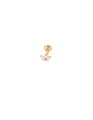 PIERCING FLOR BLANCA ZN ORO DE 18K