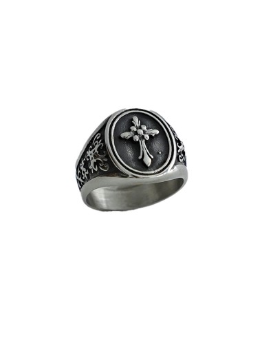 ANILLO DE ACERO PARA HOMBRE CON CRUZ TALLA