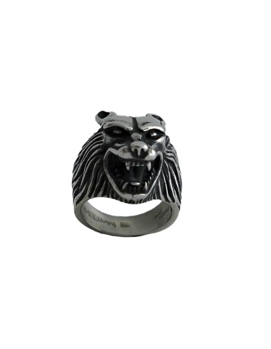 ANILLO DE ACERO PARA HOMBRE CON CABEZA DE LOBO