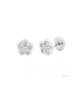 PENDIENTES FLOR ROSCA PLATA DE 1ª LEY