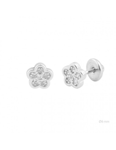 PENDIENTES FLOR ROSCA PLATA DE 1ª LEY