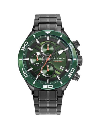 RELOJ HOMBRE CRONO ACERO IP NEGRO Y VERDE 46841-67