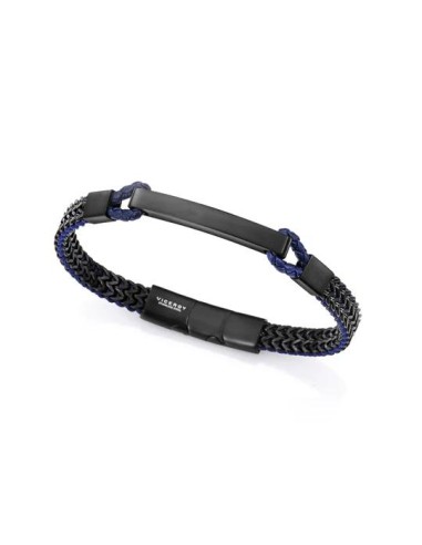 PULS ACERO IP NEGRO Y PIEL AZUL SR FASHION