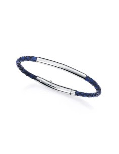 Pulsera de hombre en acero y piel azul