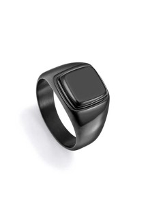 Anillo de hombre de acero Ip negro tipo sello