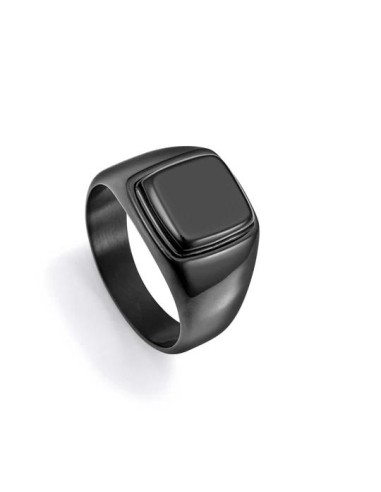 Anillo de hombre de acero Ip negro tipo sello