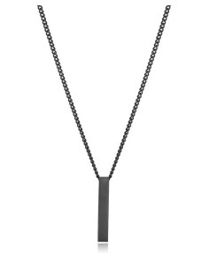 Collar de hombre de acero Ip negro y colgante