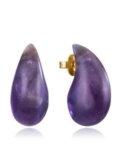 Pendientes de mujer de acero dorado y piedra 