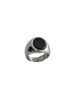 Anillo de Hombre de Acero con Piedra Negra