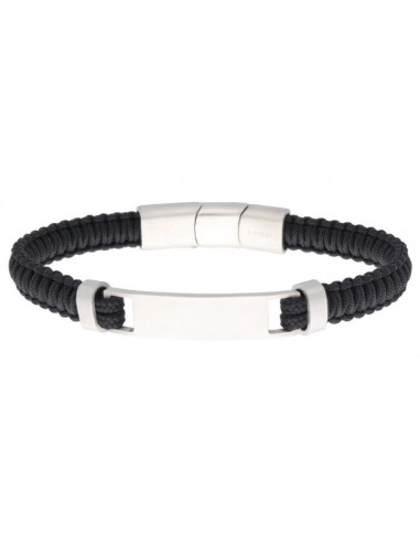 Pulsera de hombre de acero y cuerda náutika negra