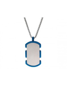 Gargantilla para hombre de acero placa borde azul