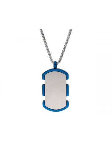 Gargantilla para hombre de acero placa borde azul