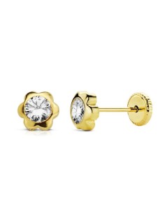 18K PENDIENTES BEBÉ ORO MARGARITA CIRCONITA 5MM 