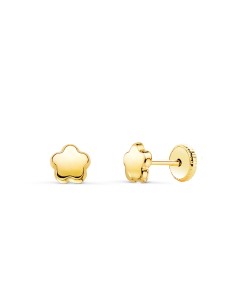 18K PENDIENTES BEBÉ ORO FLOR LISA 5,5 X 5,5 MM