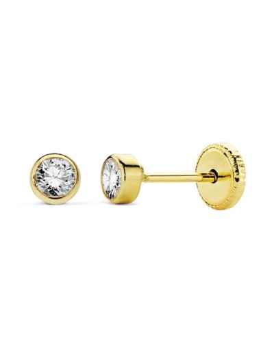 18K PENDIENTES ORO AMARILLO CIRCONITA REDONDOS 4MM