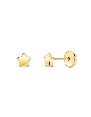 18K PENDIENTES BEBÉ ORO ESTRELLA LISA 4,5 X 4,5MM