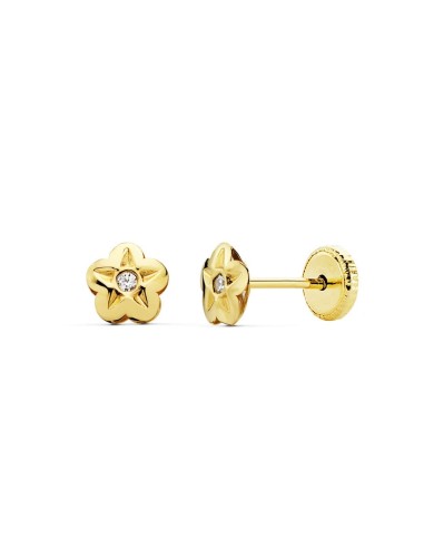 18K PENDIENTES BEBÉ ORO FLOR CIRCONITA 5X5 MM