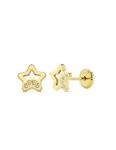 18K PENDIENTES BEBÉ ORO ESTRELLA CIRCONITA 7 MM