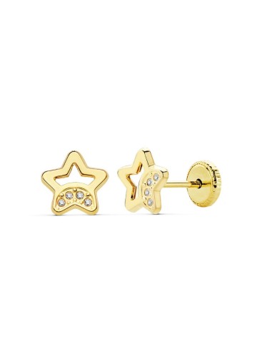 18K PENDIENTES BEBÉ ORO ESTRELLA CIRCONITA 7 MM