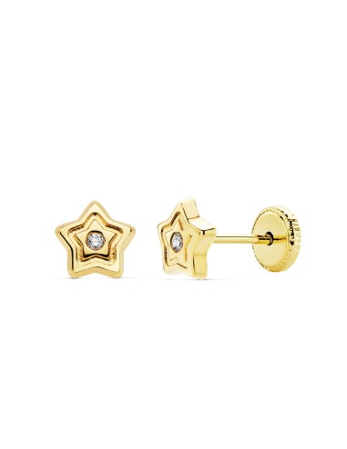 18K PENDIENTES BEBÉ ORO ESTRELLA CIRCONITA 6X6MM