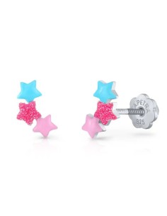 Pendientes para niña trepador estrella fucsia 