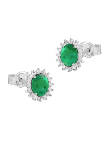 0,16ct-Pendientes oro blanco esmeralda 5x4 