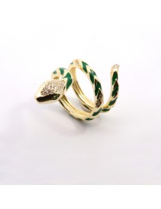 Anillo para mujer serpiente verde chapado