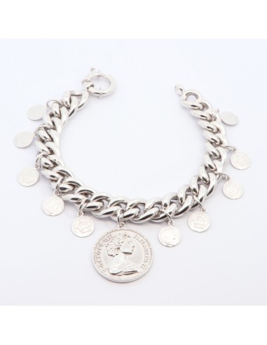 Pulsera de Plata con Monedas Colgantes