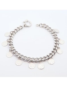 Pulsera de Plata con Detalles de Monedas