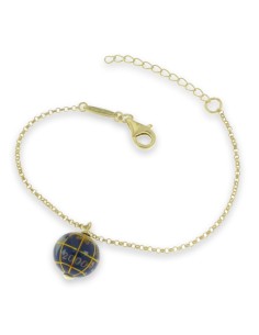 Pulsera de Plata Chapada con Globo Terráqueo