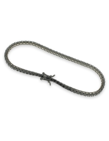 Pulsera Tennis de Plata Negra con Zirconitas 20cm 