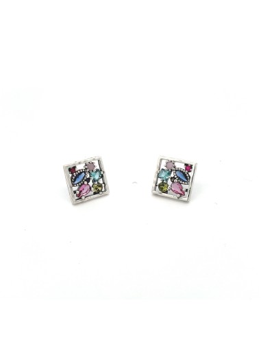 Pendientes para mujer cuadrado zn plata