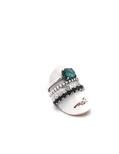 Anillo para mujer tres tiras oval zirconita plata