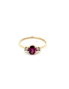 Anillo para mujer hilo zn rojo plata ch