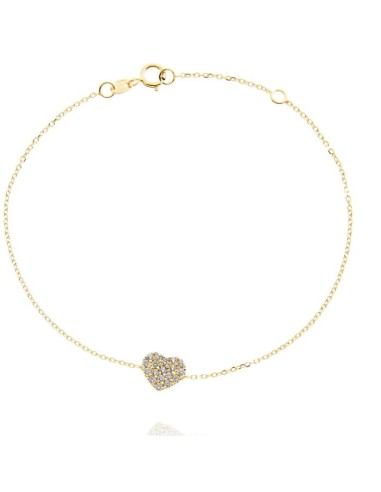 9k- Pulsera para mujer Corazón Oro 9kt zn