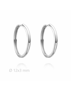 Pendientes para mujer aro plata 12x3mm